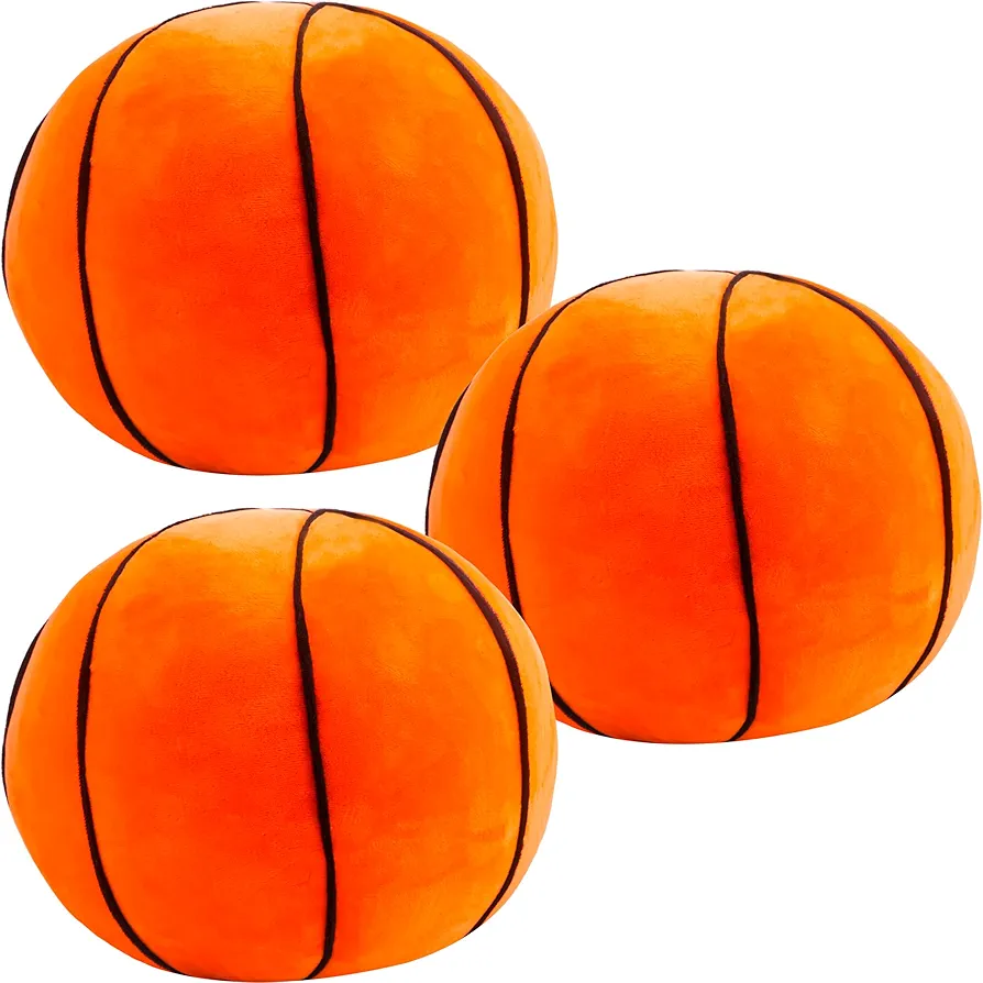 3 Pcs 12 Inch Soft Plush Fluffy Basketball Football Baseball Cushion Pillows Stuffed Sports Toys Pillow for Bedroom Sofa Decor Birthday Party Supply Gifts (Basketball)