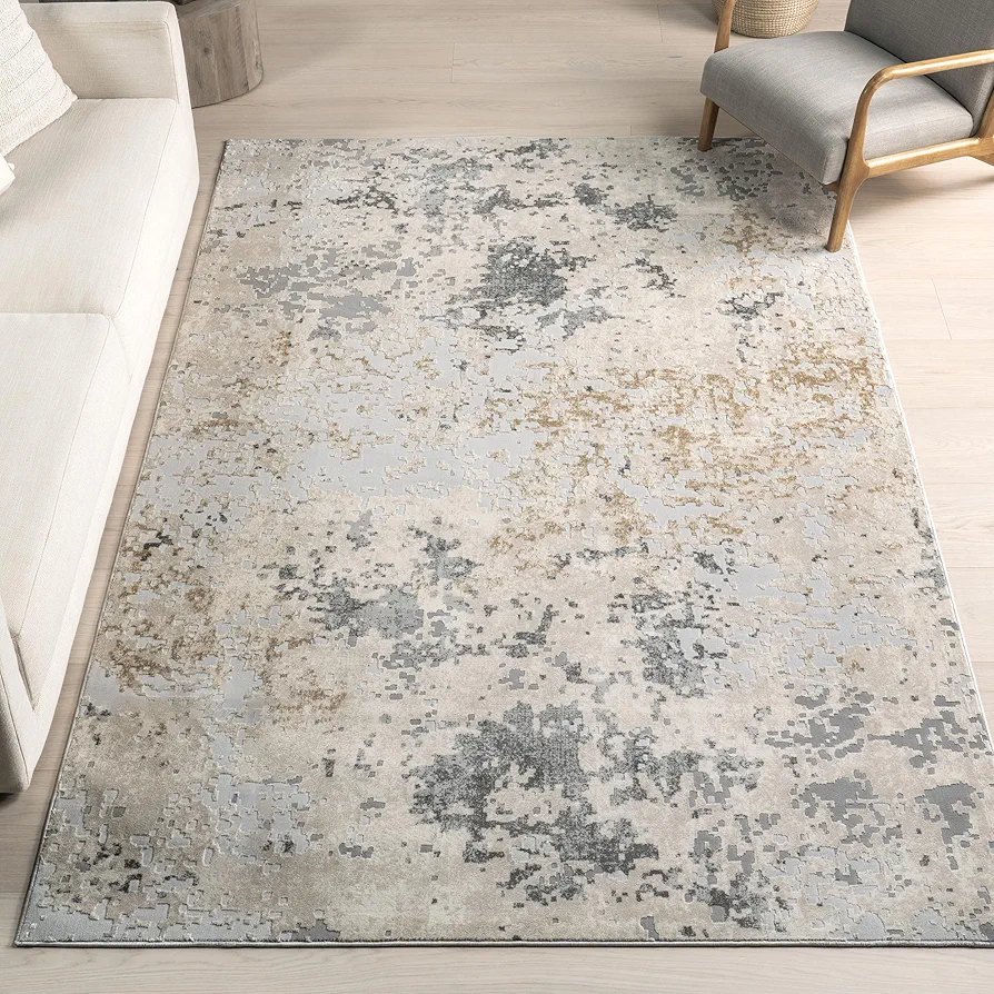 nuLOOM Chastin Modern Abstract Area Rug - 5x8 Area Rug Modern/Contemporary Beige/Grey Rugs for Living Room Bedroom Dining Room Kitchen