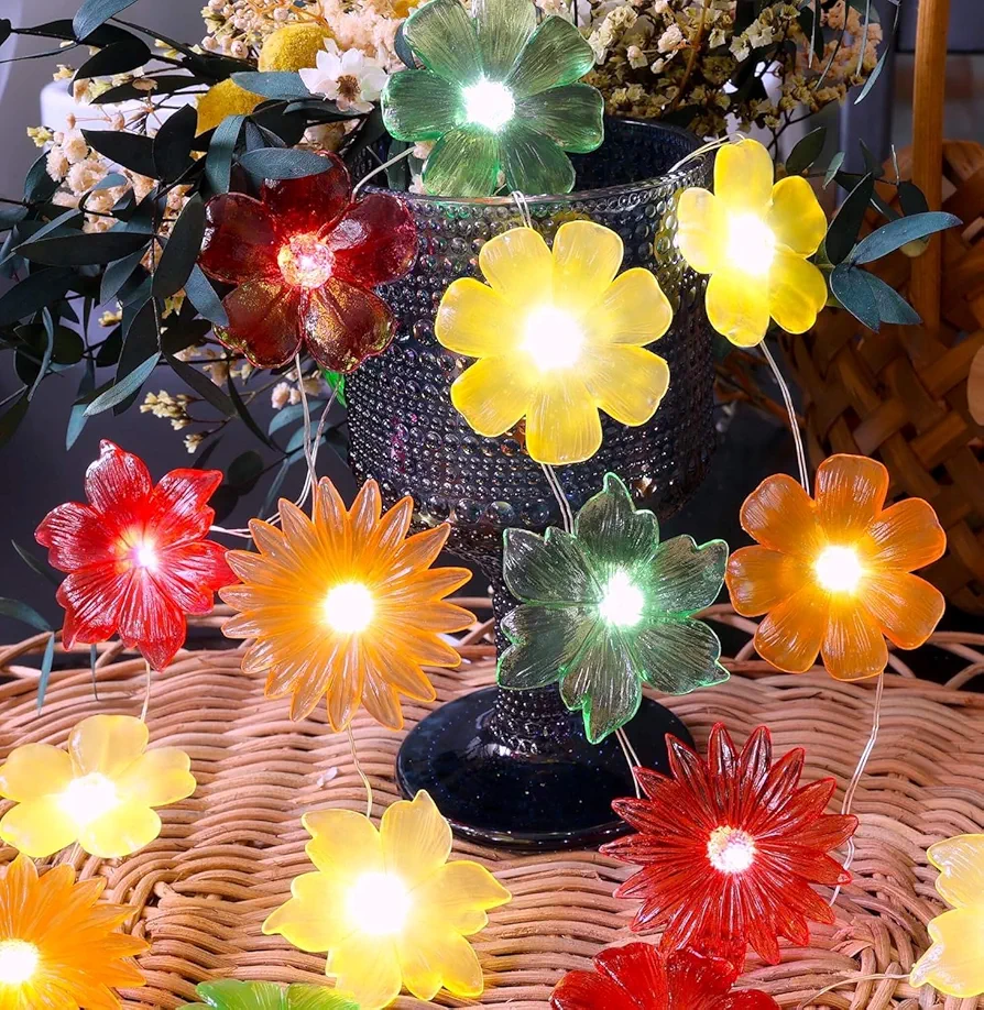 JASHIKA Flower Fairy Lights Duel Power Floral Room Decor Bedroom Window Decor