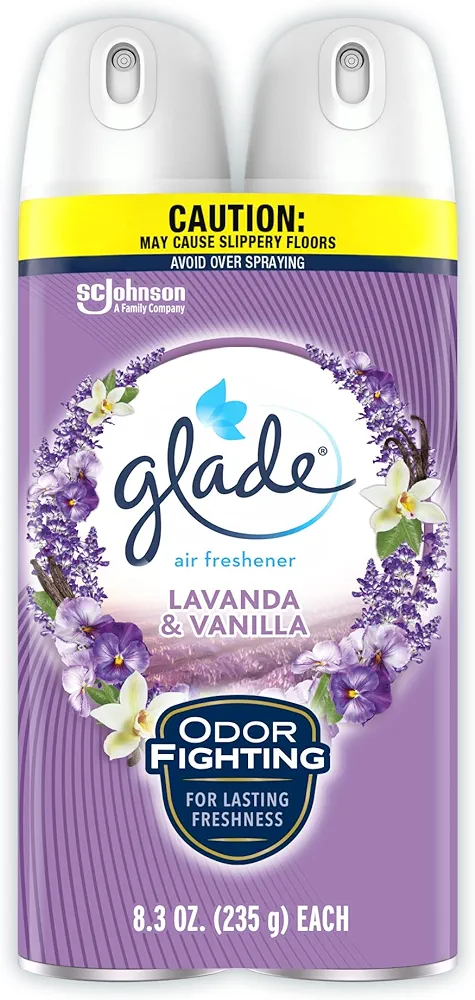 Glade Air Freshener Odor Fighting Room Spray, Lavender & Vanilla, 8.3 oz, 2 Count