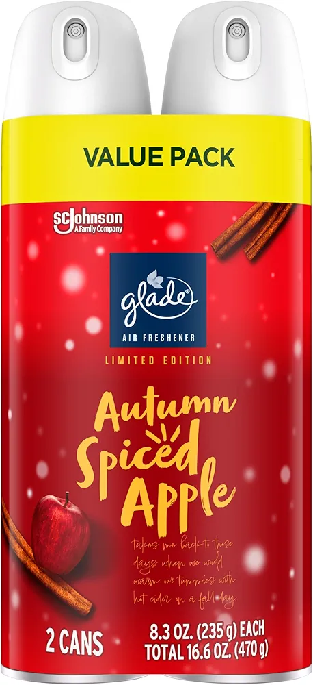 Glade Air Freshener Room Spray, Autumn Spiced Apple, 8.3 oz, Limited Edition Scent, 2 Count