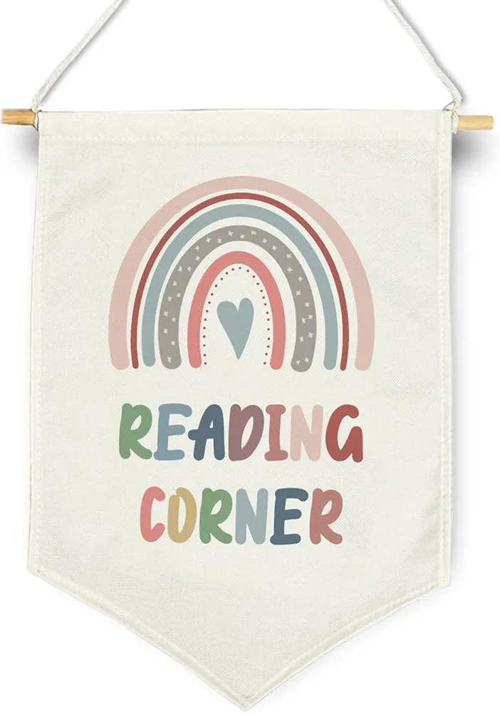 Reading Corner Hanging Pennant Flag, Boho Classroom Decor, Wall Banner for Kids Room Reading Room Homeschool and Nursery, Birthday Christmas Gifts for Kids