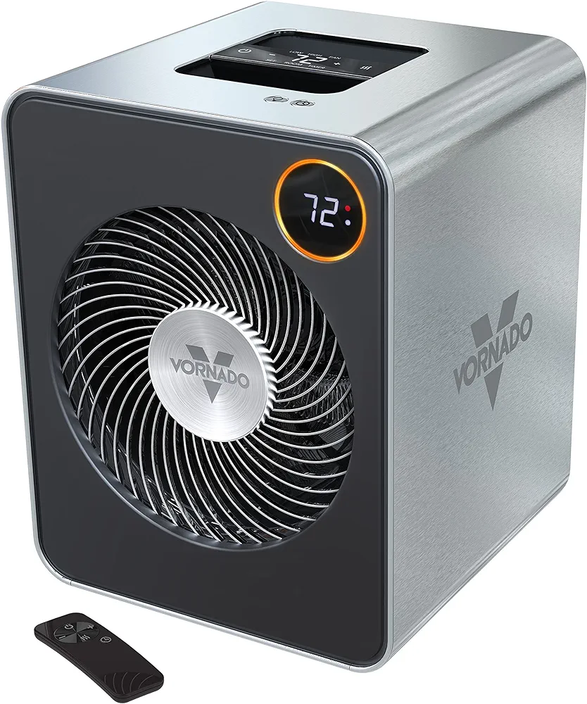 Vornado VMHi600 Whole Room Metal Space Heater, Digital Thermostat, Remote Control, 1500 Watts, Stainless Steel