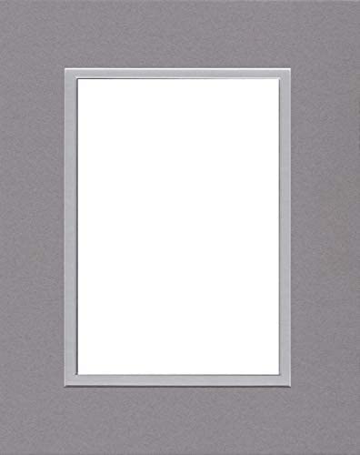 Pack of (2) 18x24 Double Acid Free White Core Picture Mats Cut for 13x19 Pictures in Ocean Grey and Nantucket Grey