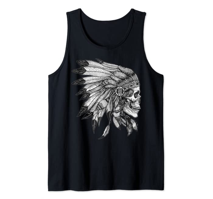 American Motorcycle Skull Native Indian Eagle Chief Vintage Tank Top