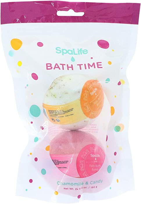 SpaLife Bath Time Bath Bomb 2 Pack (Chamomile & Candy)