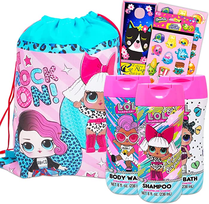 L O Dolls Ultimate Bathroom Set for Kids, Toddlers ~ 7 Pc LOL Bath Bundle with Body Wash, Bubble Bath, Bomb, Sling Bag, and More (LOL Accessories Girls)