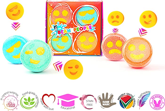 Emoji Bath Bombs for Kids: Bath Bombs with Surprise Inside That Wows Any Kid, Ideal Toys Fizzies for Age 3+ Kids, Perfect for Family Bath (4 Pcs Per Pack)