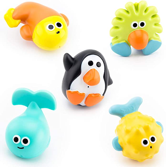 Sassy Bathtime Pals Squirt and Float Toys 9+ Months Set of 5 Sea Characters