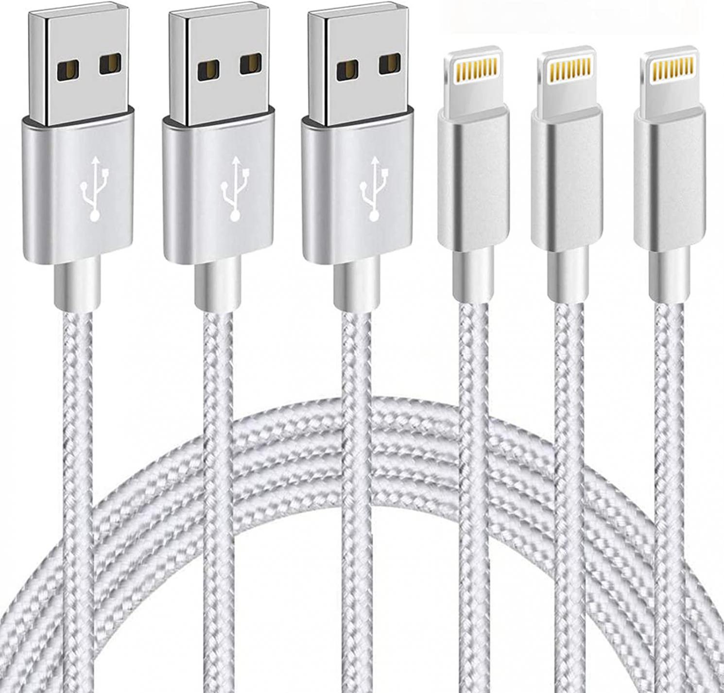 iPhone Charger Lightning Cable 3PACK 6FT Nylon Braided USB Charging Cable High Speed Data Sync Transfer Cord Compatible with iPhone 13/12/11 Pro Max/XS MAX/XR/XS/X/iPod/iPad