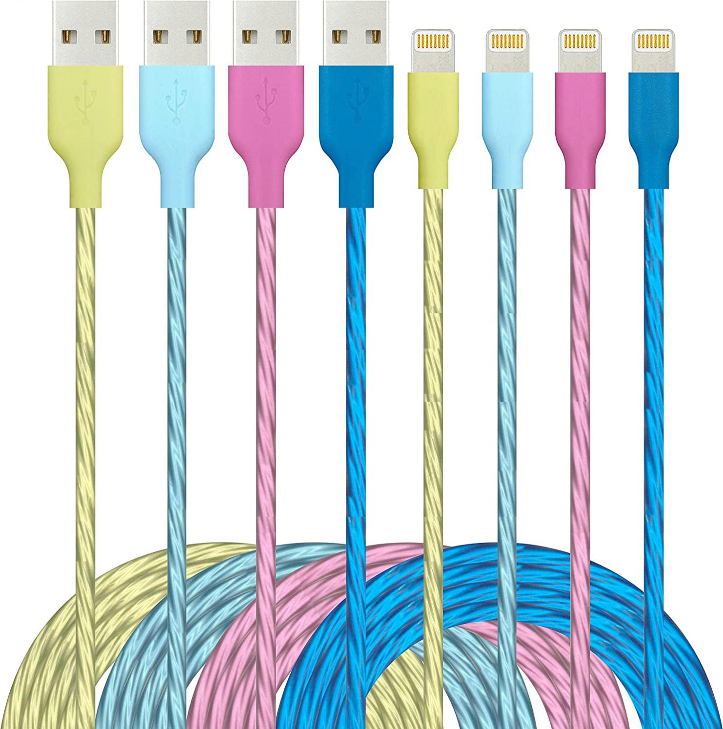 iPhone Charger Lightning Cable 4Pack 4Color 4ft Power Cord for MFi Certified Fast Charger Compatible iPhone 11 Pro X XR XS MAX 8 Plus 7 6s 5s 5c Air iPad Mini iPod (Green Orange Blue Yellow)