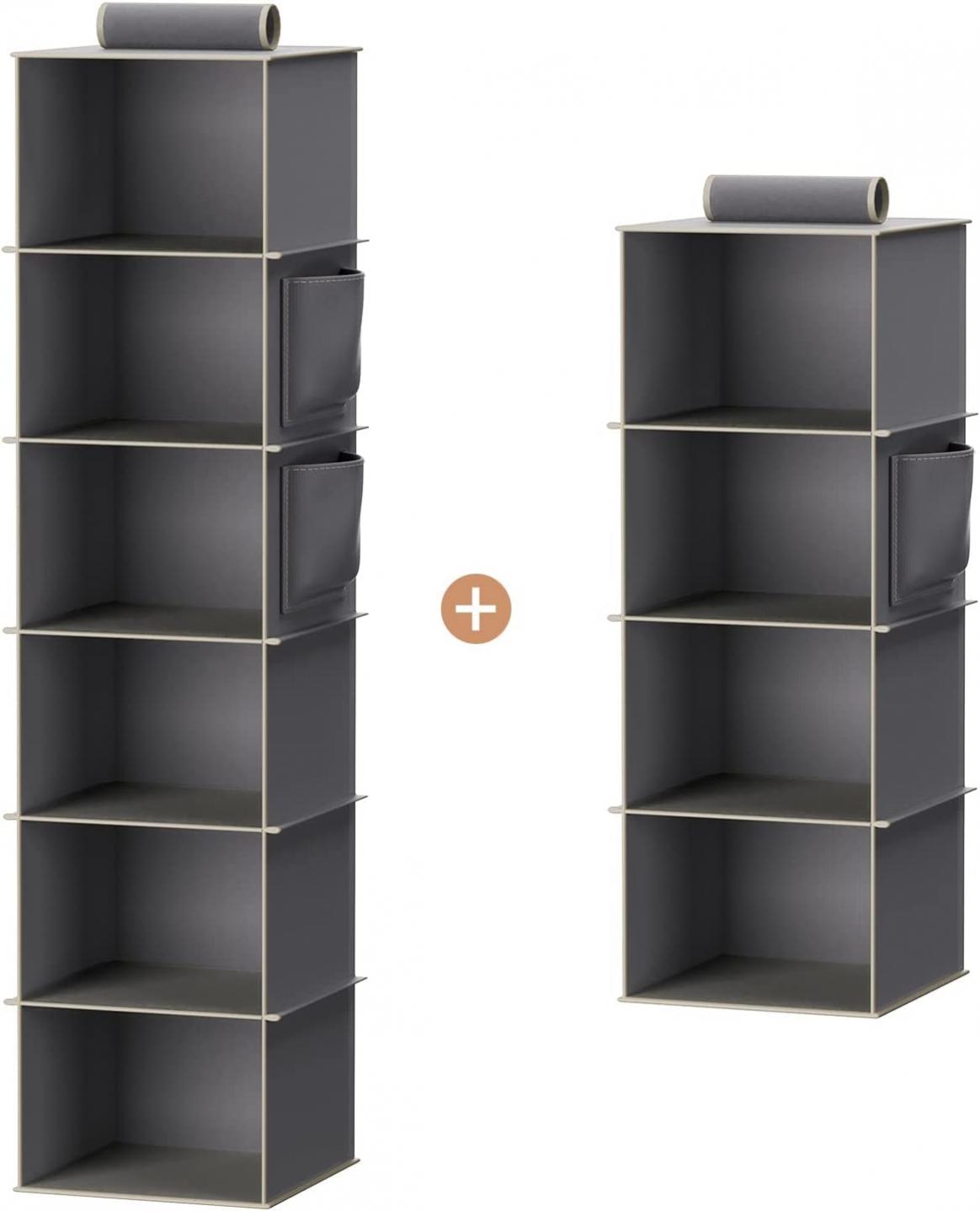 YOUDENOVA Hanging Closet Organizer, 6-Shelf & 4-Shelf Closet Hanging Storage Shelves, Black