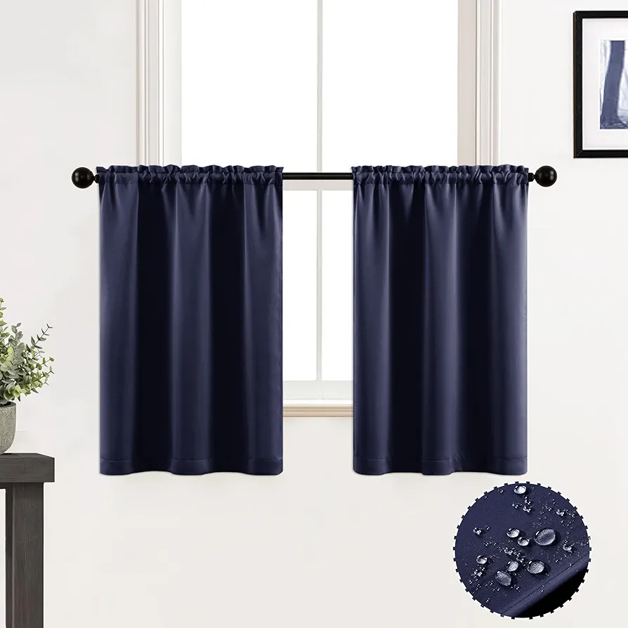 Bunk Bed Curtains for Bottom Top Kids Teen Boys Dorm 2 Panels Set Thermal Insulated Cold Blocking Short Blackout Privacy Curtains for Bathroom Small Bedroom Window Playroom,36 Inch Length,Navy Blue