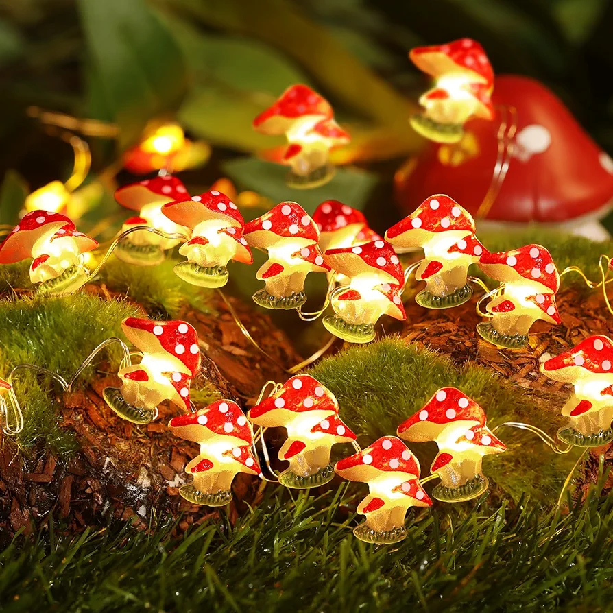 Coquimbo Mushroom Decor Room Cottagecore Decor Gifts for Kids String Lights 10FT 30LEDs Mushroom Decor Cute String Lights for Bedroom Dorm Party Wedding Decoration Indoor/Outdoor Use