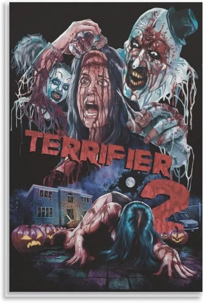 Terrifier 2 Horror Movie Posters Halloween Decorations Indie Room Decor Wall Art Paintings Canvas Wall Decor Home Decor Living Room Decor Aesthetic Prints 24x36inch(60x90cm) Unframe-style