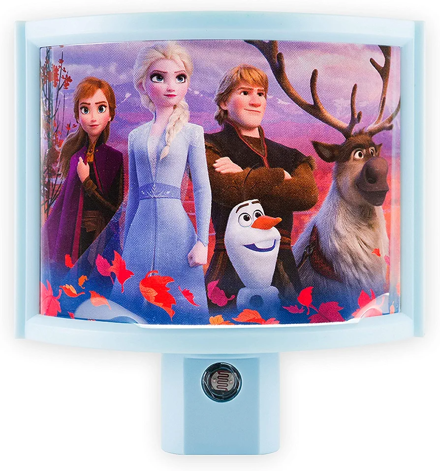 Disney Frozen Wrap Shade LED Night Light, Plug-in, Dusk to Dawn, Girls Bedroom Decor, UL-Listed, Ideal for Nursery, Bathroom, 46276