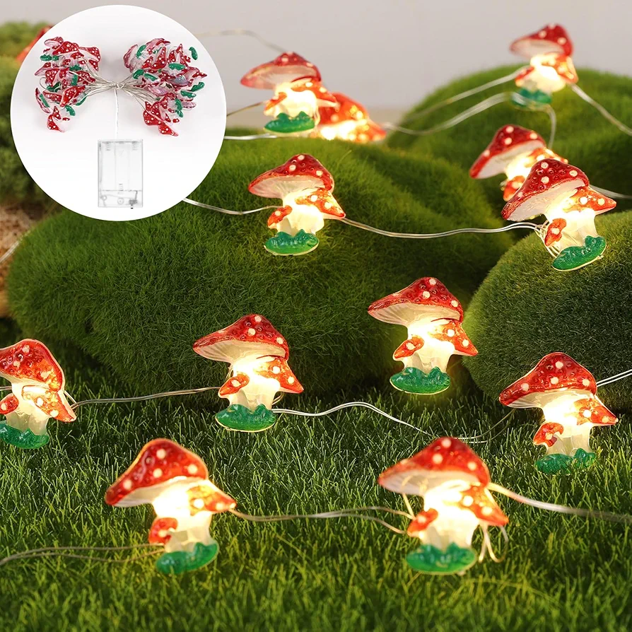 Aulock Mushroom Light Cottagecore Room Decor, 10ft Mushroom String Lights 30 LEDs, Indoor Fairy Lights Battery Powered for Birthday Gifts Bedroom Dorm Party Wedding Outdoor Patio Decoration