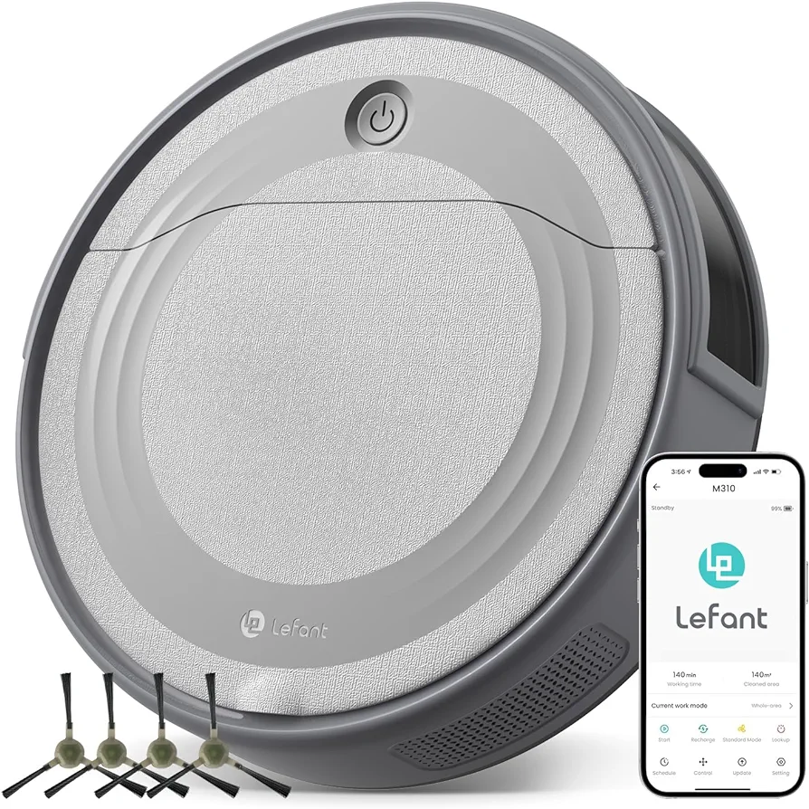 Lefant M310 Robot Vacuum Cleaner-4500Pa Powerful Suction, PreciSense Obstacle Avoidance, Slim, Quite, 140 Mins Self-Charging Robotic Vacuums, App/Voice/Remote, Ideal for Pet Hair Hard Floors