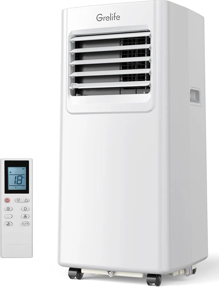 Grelife Portable Air Conditioners,8000BTU 4-in-1 AC Unit with Fan&Dehumidifier,Powerful Cooling up to 350 sq.ft,Portable AC with Smart/Sleep Mode,LED Display,Remote Control,48dB Quiet,24H Timer