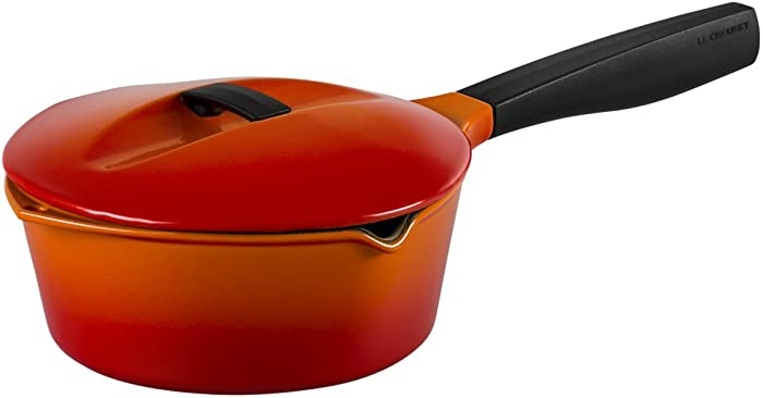 Le Creuset Enameled Cast Iron 1.5 quart Raymond Loewy Saucepan, Flame