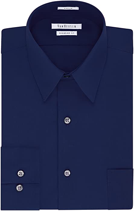 Van Heusen Men's Dress Shirt Regular Fit Poplin Solid