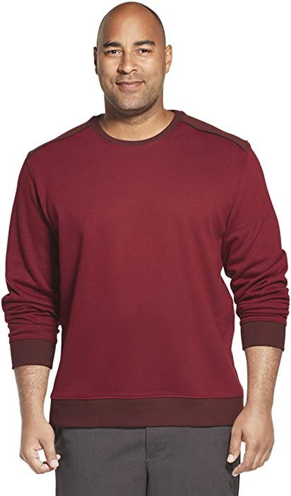 Van Heusen Men's Big and Tall Long Sleeve Flex Fleece Blocked Crewneck Pullover