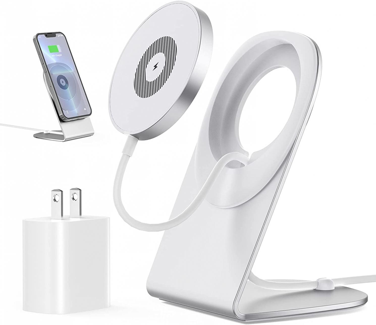 Magnetic Wireless Charger for iPhone 14/13 - Convertible Fast Wireless Charging Stand/Pad with 5ft USB-C Cable for iPhone 14 13 12 Pro Max Mini,Airpods,MagSafe Charger Stand Holder(with 20W Charger)