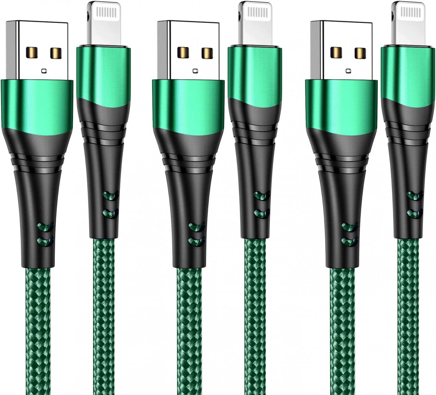 Apple MFi Certified 3 Pack iPhone Charger 6ft, Long Lightning Cable Durable Nylon Braided iPhone Charging Cable 6 Foot, Fast iPhone Cord for iPhone 13/12/11/Pro/Xs Max/X/8/7/Plus/6S/6/SE/5S/iiPad