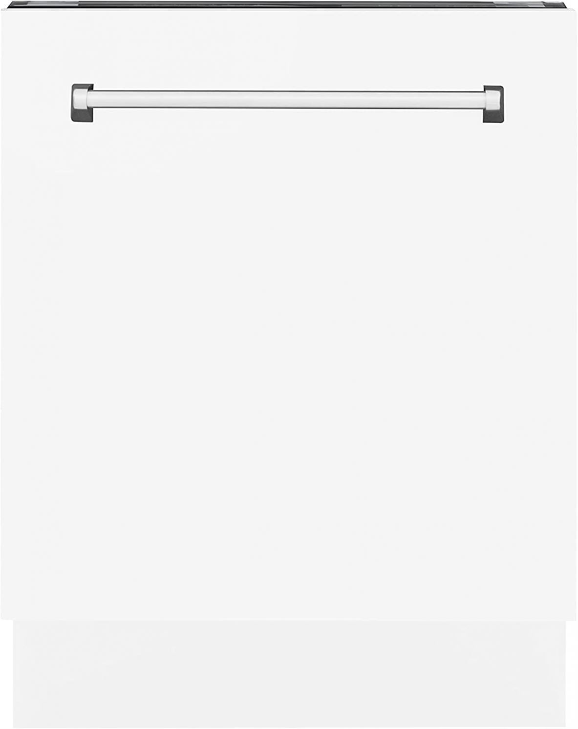 ZLINE 24" Tallac Series 3rd Rack Tall Tub Dishwasher in White Matte with Stainless Steel Tub, 51dBa (DWV-WM-24)