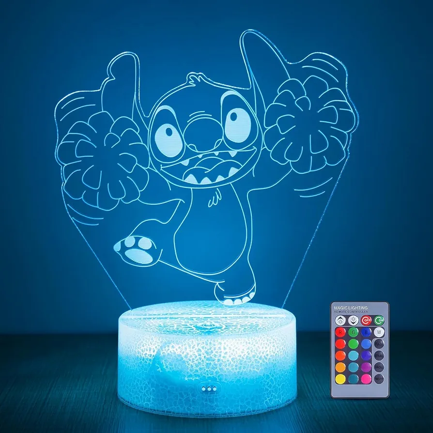 Stitch light Stitch Gifts for Girls: Stitch Night Light with Remote Control 16 Colors, Stitch Room Decor for Kids, Stitch Stuff Birthday Party Decorations Festival Christmas Gifts for Family Friends