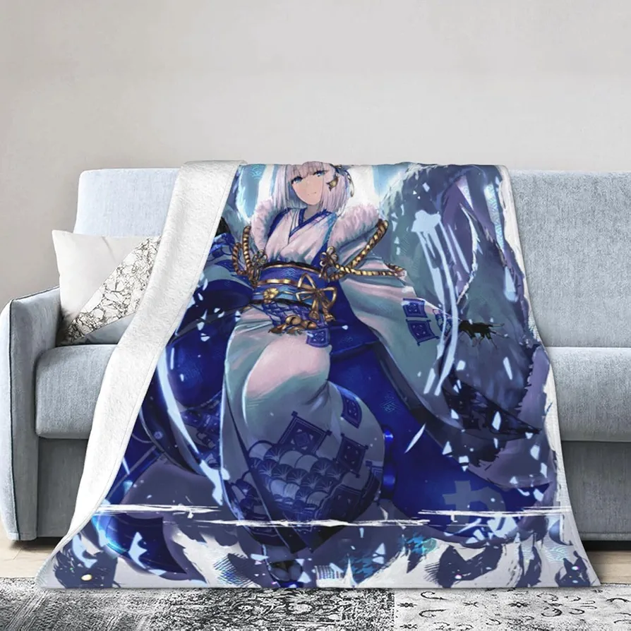 Azur Anime Lane Kaga Throw Blanket Cozy Ultra-Soft Micro Fleece Lightweight Blanket for Sofa Bedroom Living Room 80""X60"", Black