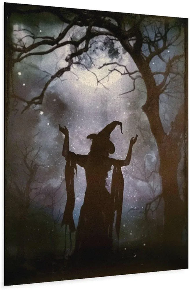 Beautiful Visual Art Aesthetics Halloween, Dark Fantasy Art, Garden, Creativity, Witches Wall Art Paintings Canvas Wall Decor Home Decor Living Room Decor Aesthetic 16x20inch(40x51cm) Unframe-styl