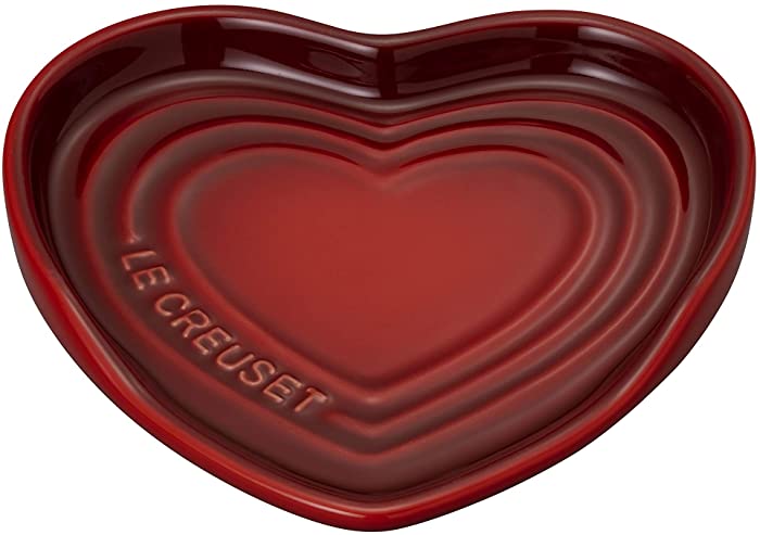 Le Creuset Cerise Stoneware Heart Shaped Spoon Rest, 5.25"