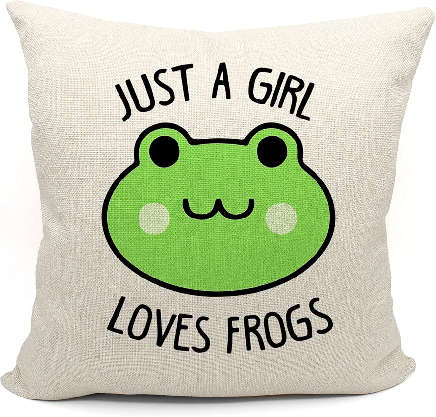 frog pillows Covers 18x18, frog gifts,frog gifts for women,frog gifts for frog lovers,frog themed gifts,frog room decor,frog decor