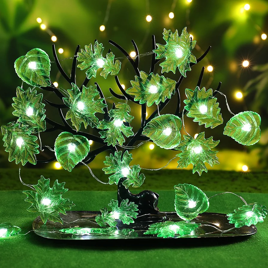 Enchanted Forest Fairy Lights - Leaf Vine Garland Indoor String Lights with USB & Battery Powered Illumination 10ft 30LED Artificial Ivy Vines for Boho Decor - Ideal for Bedroom Greenhouse Yard Office