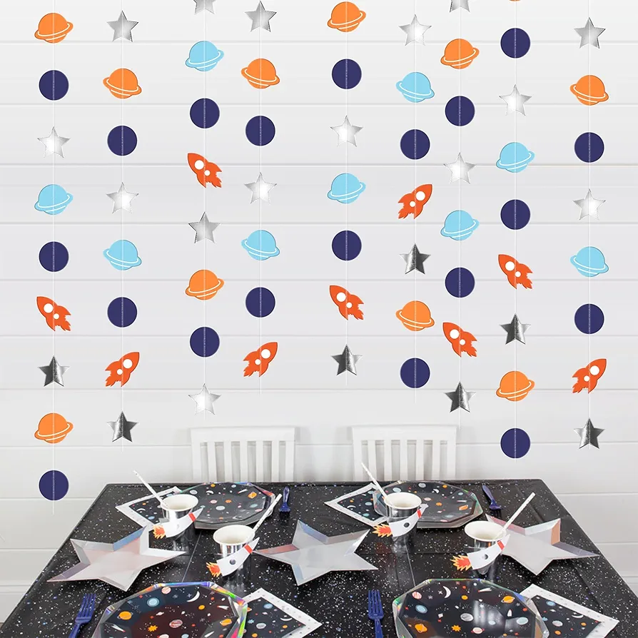 Blast Off to Outer Space Garland Space Party Banner Rocket Ship Baby Shower Birthday Party DIY Decorations Boys Room Decor