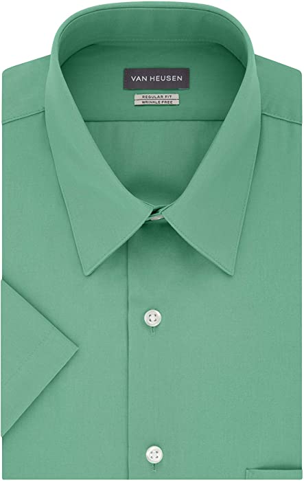 Van Heusen Men's Short Sleeve Dress Shirt Regular Fit Poplin Solid