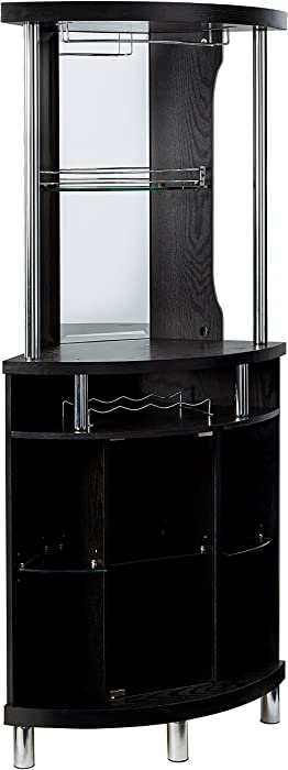 Home Source Corner Bar Unit, Black