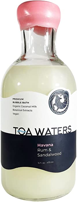 Havana Bubble Bath - Rum & Sandalwood - Creamy Coconut Milk Bath with Botanical Extracts - 100% Vegan - Paraben Free - Handcrafted in The USA - for All Skin Types - by TOA Waters - 16 FL oz