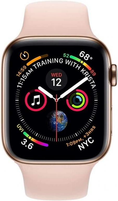 Apple Watch Series 4 (GPS + Cellular, 40MM) - Gold Stainless Steel Case with Pink Sand Sport Band (Renewed)