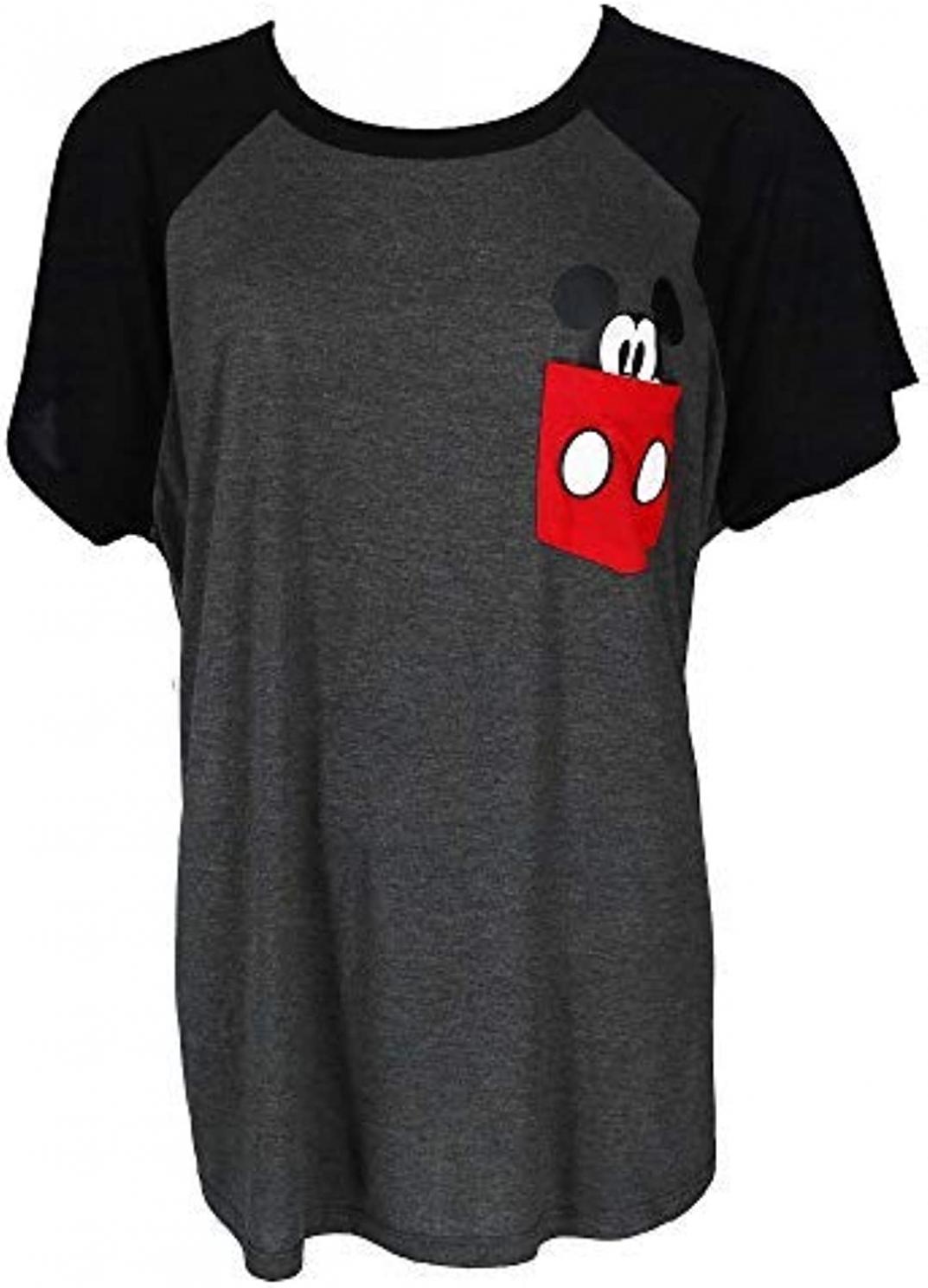 Mickey Mouse Pocket Sized Women's Grey Tee Shirt