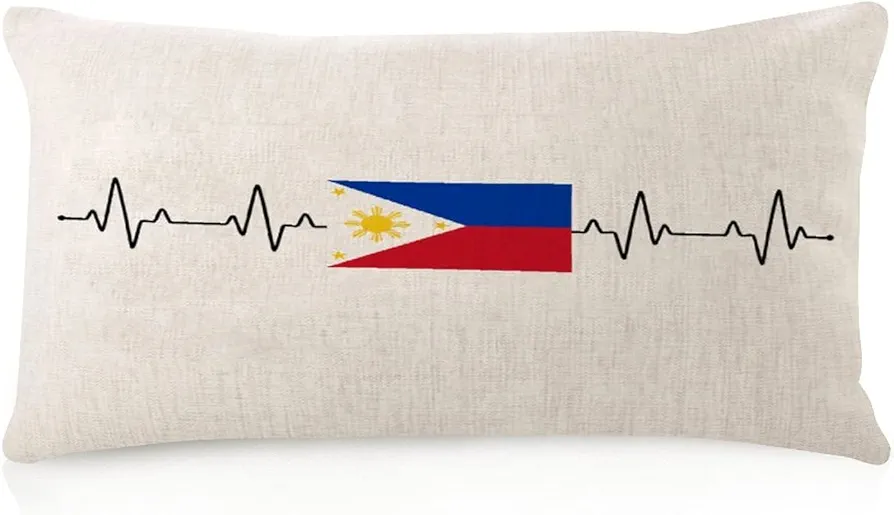 Modern Body Pillow Case Cover with Zipper 12x20in Philippines Home Decor Rectangle Cushion Case National Flag Nautical Gifts Throw Pillow Covers for Living Room Home Outside