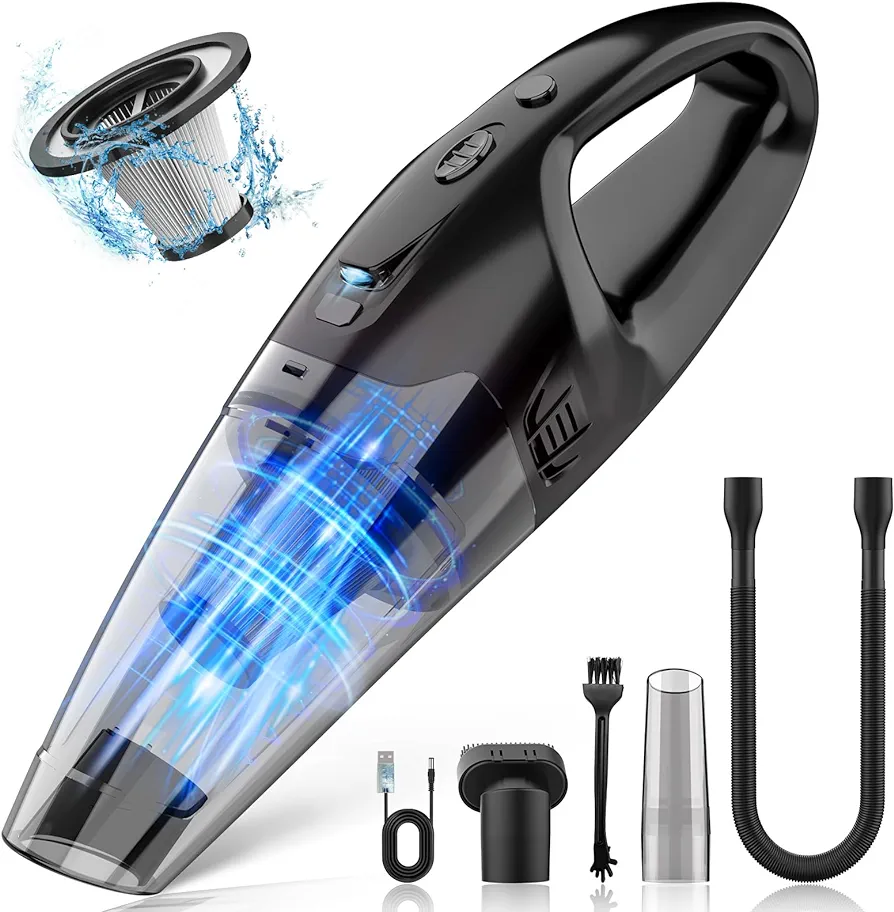 Handheld Vacuum Cordless Rechargeable with LED, Dust Busters Cordless Rechargeable, 1.65LBs Car Vacuum, USB Charge, Hand Vacuum Lightweight for Car, Home, Pet Hair