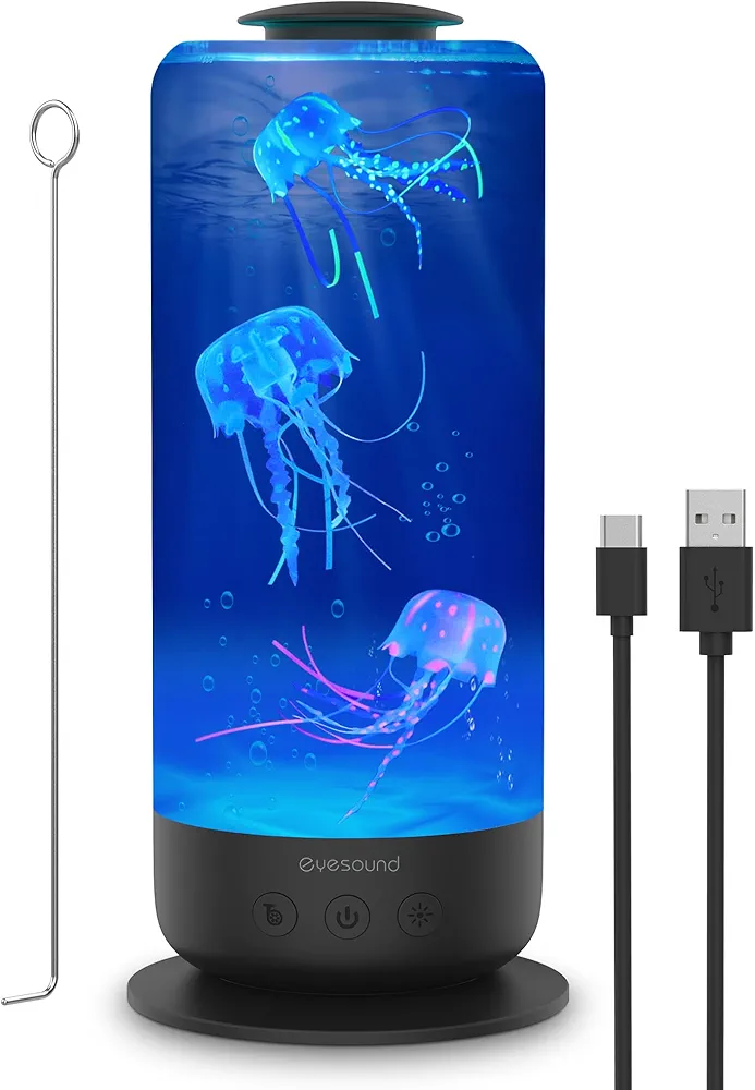 Jellyfish Lamp 2.5L USB Plug-in Jellyfish Light Lamp, LED Color Changing Jellyfish Aquarium with Speed Control & 2 Light Modes, Mood Lamp for Home Office Room, Gifts for Kids Teens Girls Boys Adults