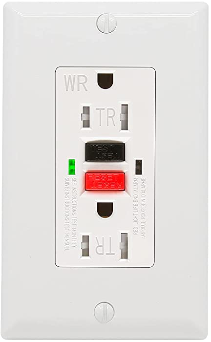 KASONIC GFCI Outlet 15 Amp, Tamper-Resistant, Weather Resistant Receptacle Indoor or Outdoor Use, UL Listed, LED Indicator with Decor Wall Plates and Screws