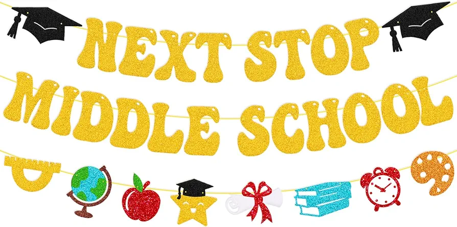 Next Stop Middle School Banner Welcome to Middle School Party Decorations for Student Teacher Celebrating First Day of School Classroom Bulletin Board Backdrop Party Supplies