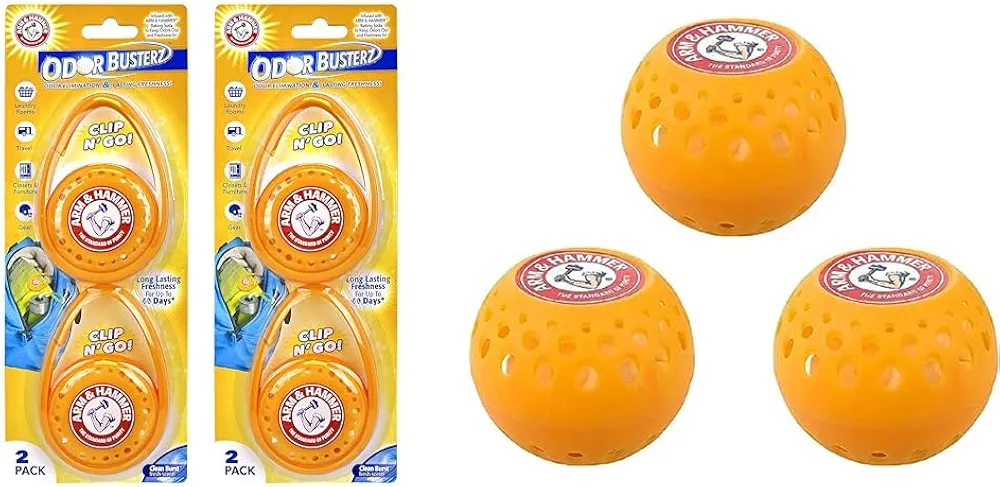 Arm & Hammer Odor Busterz Clip N Go 4 Count and 3 Count Orange Deodorizers