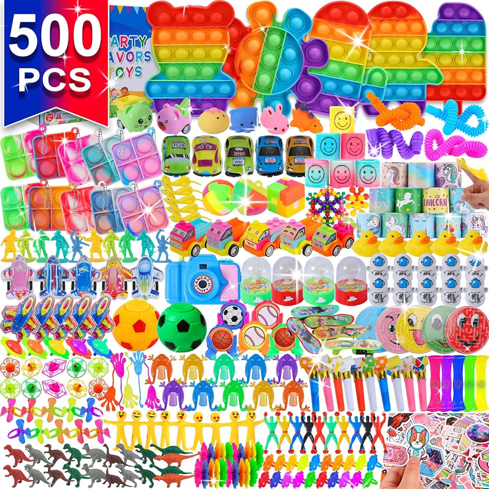 500 Pcs Party Favors for Kids, Prize Box Toys for Kids, Fidget Toys Bulk, Treasure Box Toys for Classroom, Stocking Stuffers, Goodie Bag Stuffers, Carnival Prizes, Birthday Gift Bulk Toys for Kids