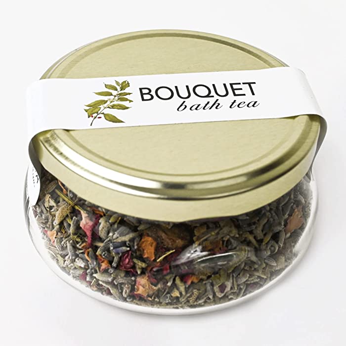 Bouquet Bath Tea - Natural Herbal Detoxing & Healing Bathtub Soak & Steam With Reusable Muslin Bath Tea Bag, Organic Flowers, Herbs, Lavender For Muscle Relaxing and Skin Rejuvenation - JAVA SKIN CARE