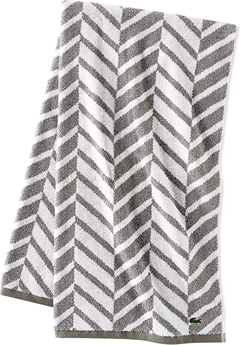 Lacoste Herringbone 100% Cotton Towel, 30x54 Bath, Meteorite